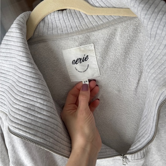 Aerie 1/4 half zipped sweatshirt Quarter Pullover Sweater oversized Cotton Cozy - Picture 3 of 6
